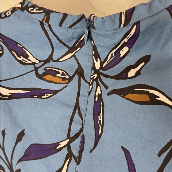 Max Mara Printed Nola Dress Light Blue Floral‎ Print Ruffle Shift Dress Sz 8 - Picture 5 of 8